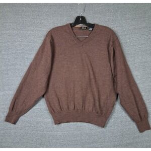 Jos A Bank Mens Sweater Large Brown 100% Merino Wool Knit Dark Academia Capsule